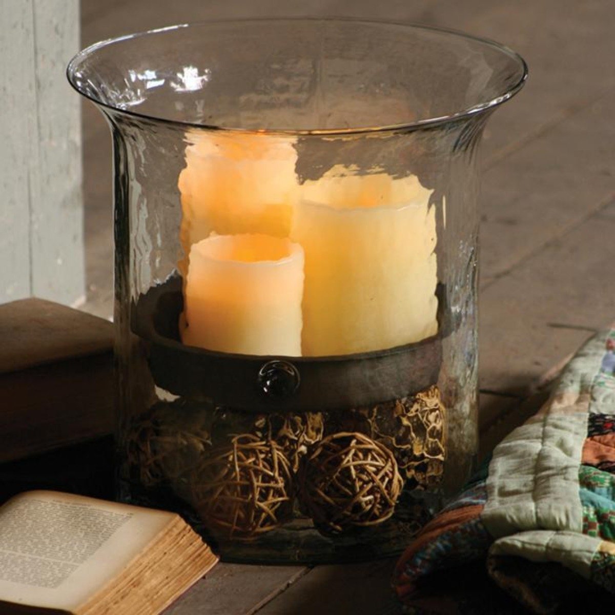 Giant Candle Cylinder w/ Insert-Lighting | Iron Accents