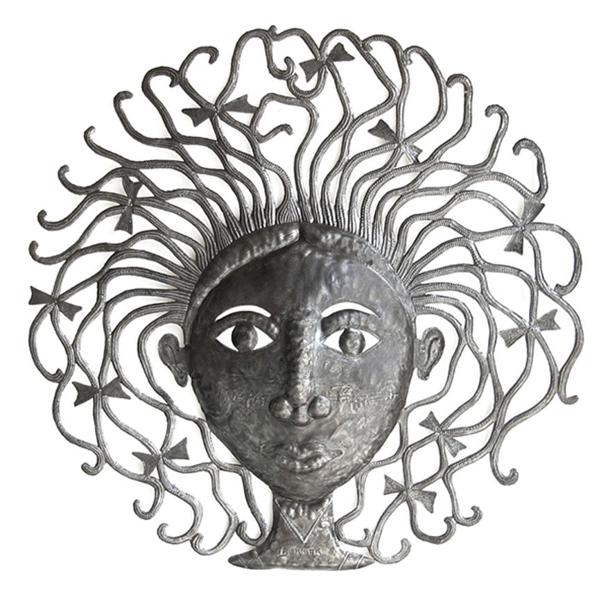 Girls Head Metal Plaque-Iron Accents