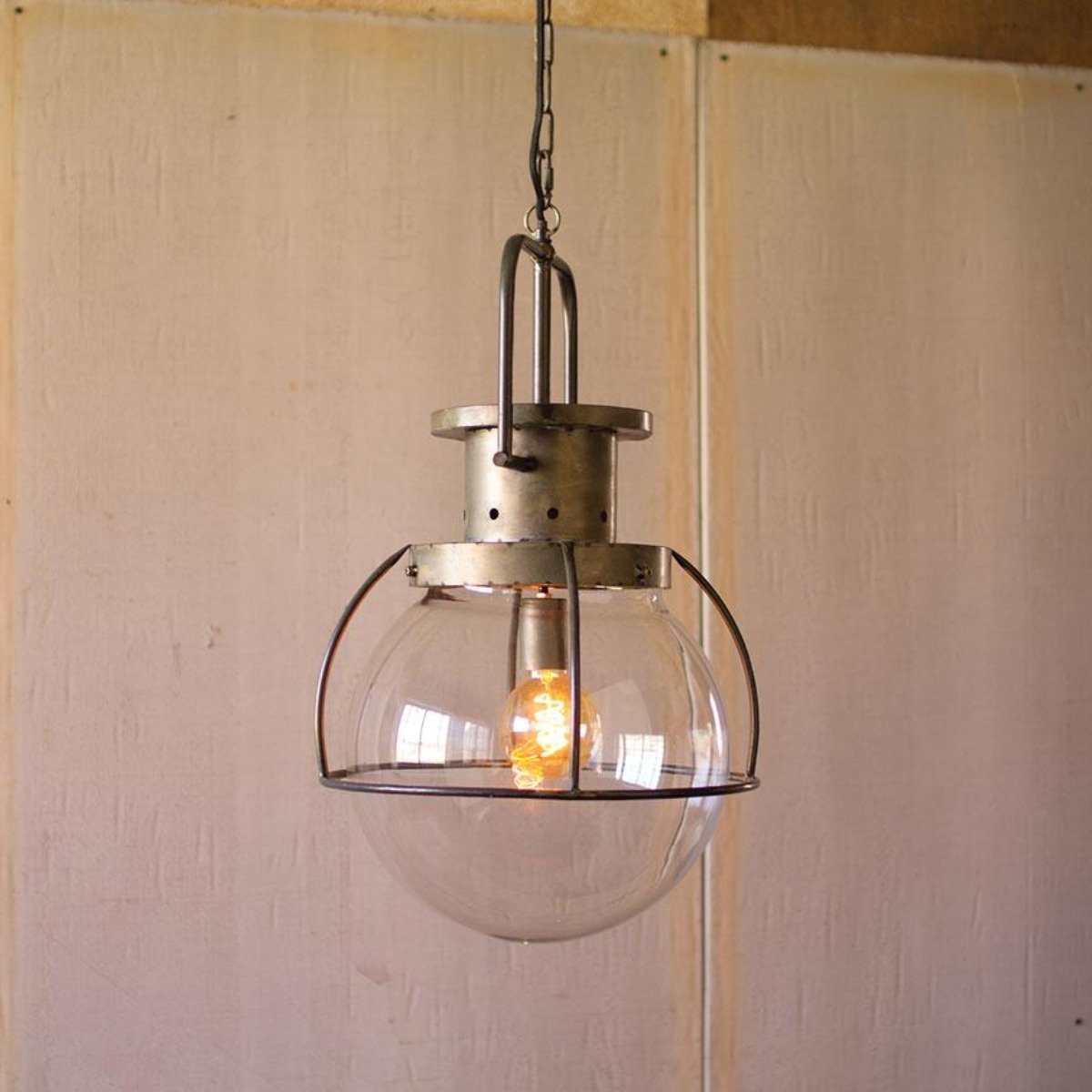 Glass Globe Pendant Light-Lighting | Iron Accents