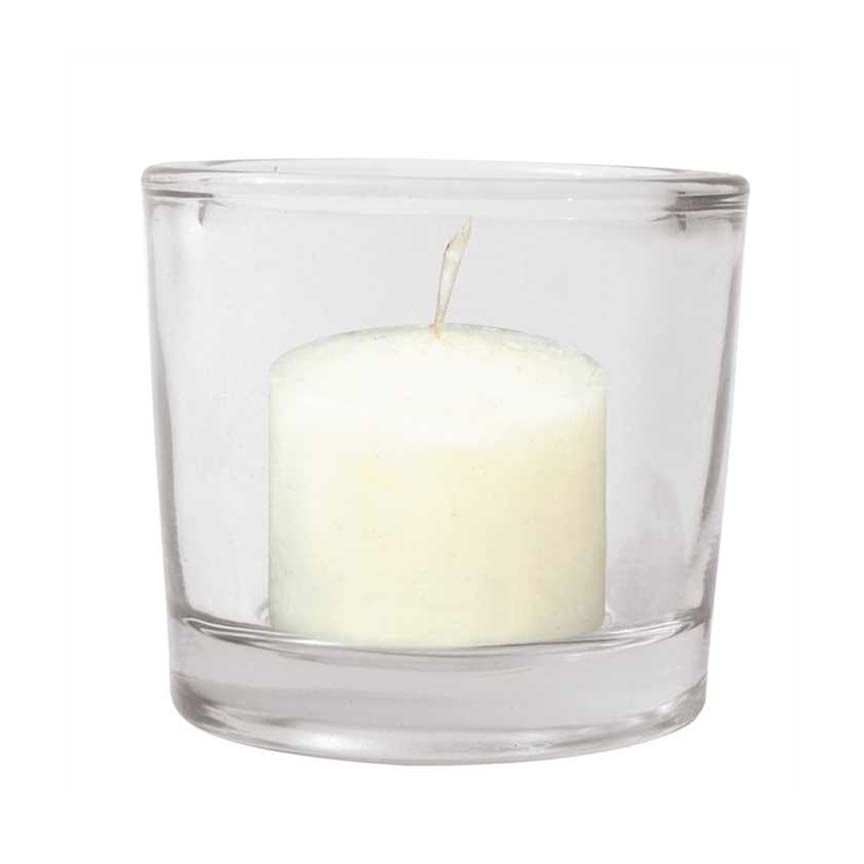 Glass Votive Holder-Iron Accents