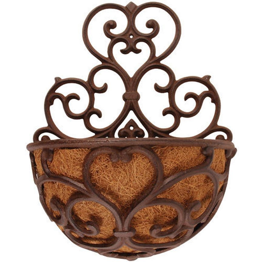 half pot wall planter Lakeside Half-Round Victorian Wall Planter with Liner for Garden