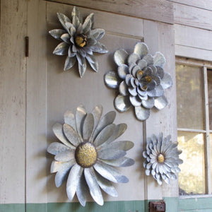 Hammered Flower Mirror-Wall | Iron Accents