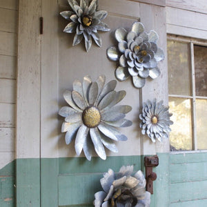 Hammered Flower Mirror-Wall | Iron Accents