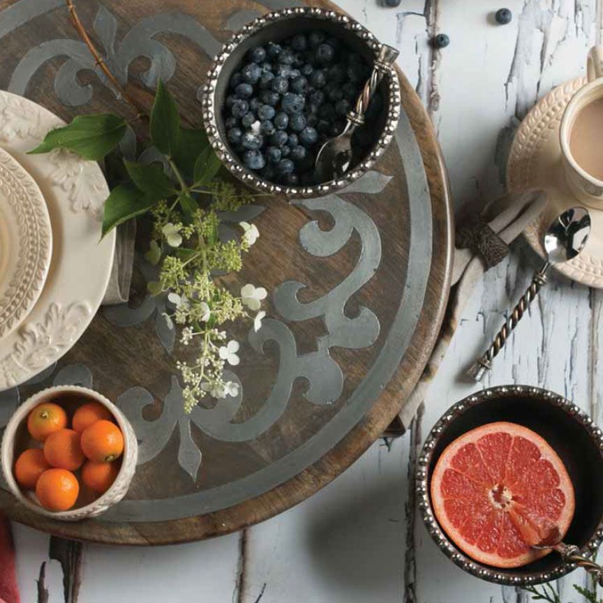 Heritage Lazy Susan w/ Inlay-Iron Accents