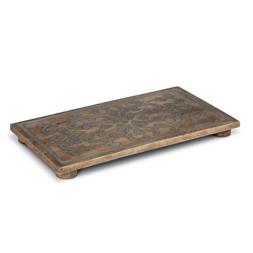 Large Heritage Wood Trivet-Iron Accents