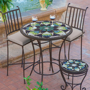 Mosaic Counter Height Tables-Iron Accents