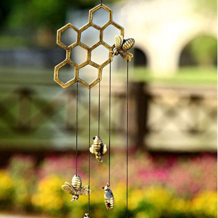 Honeycomb & Bees Windchime-Garden | Iron Accents
