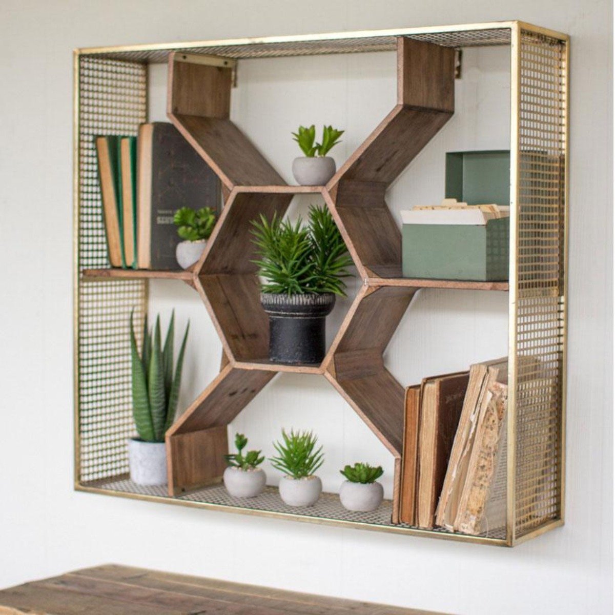 Honeycomb Wall Shelf-Wall | Iron Accents