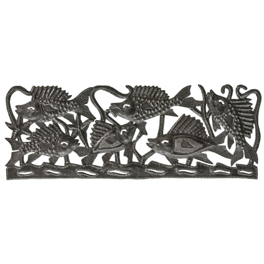 Horizontal Fish Cutout Plaque-Iron Accents