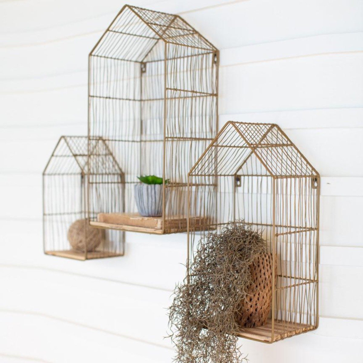 House Wall Shelves (Set-3)-Wall | Iron Accents