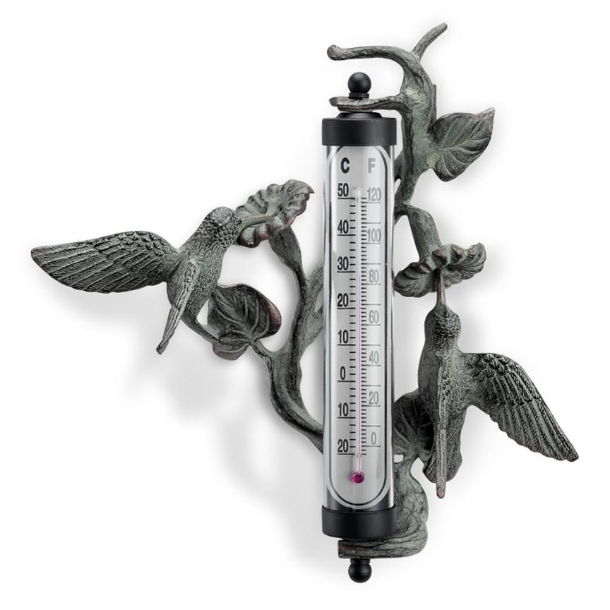 Hummingbird Thermometer-Garden | Iron Accents