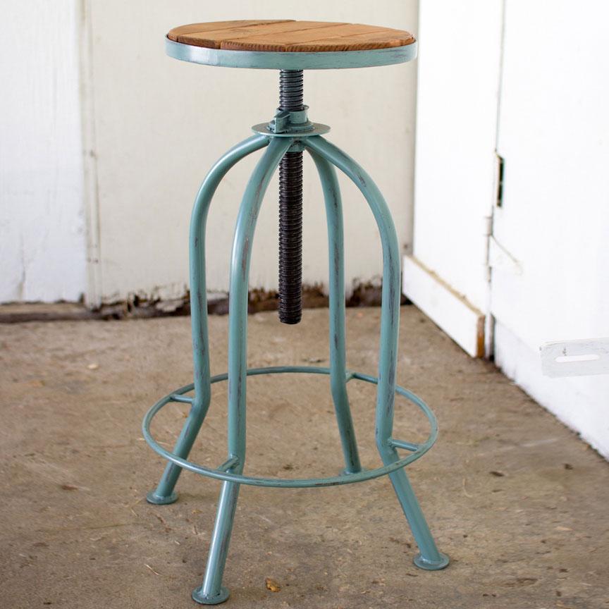 Industrial Blue Adjustable Stool-Discontinued | Iron Accents