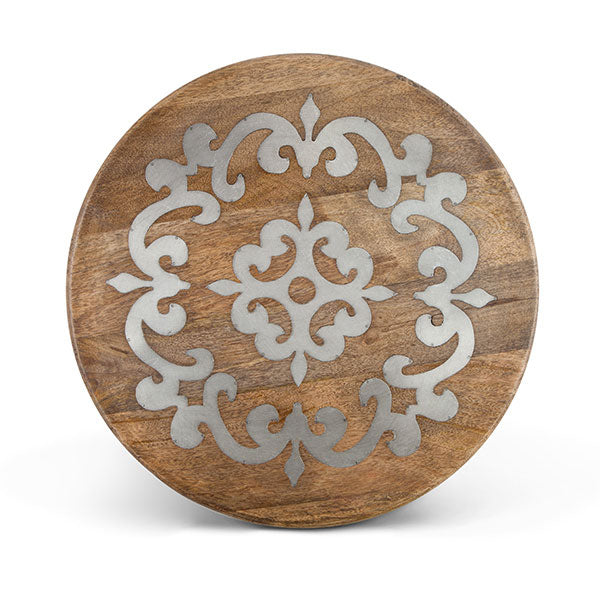 Inlaid Mango Lazy Susan-Iron Accents