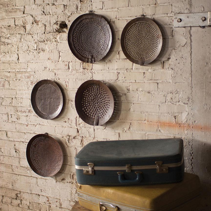 Iron Strainer Wall Decor (Set-5)-Discontinued | Iron Accents