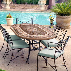 Mosaic Patio Table - 72x42-Iron Accents