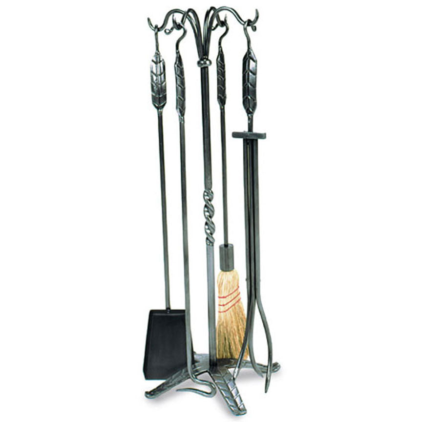 Large Leaf Fireplace Tool Set-Iron Accents