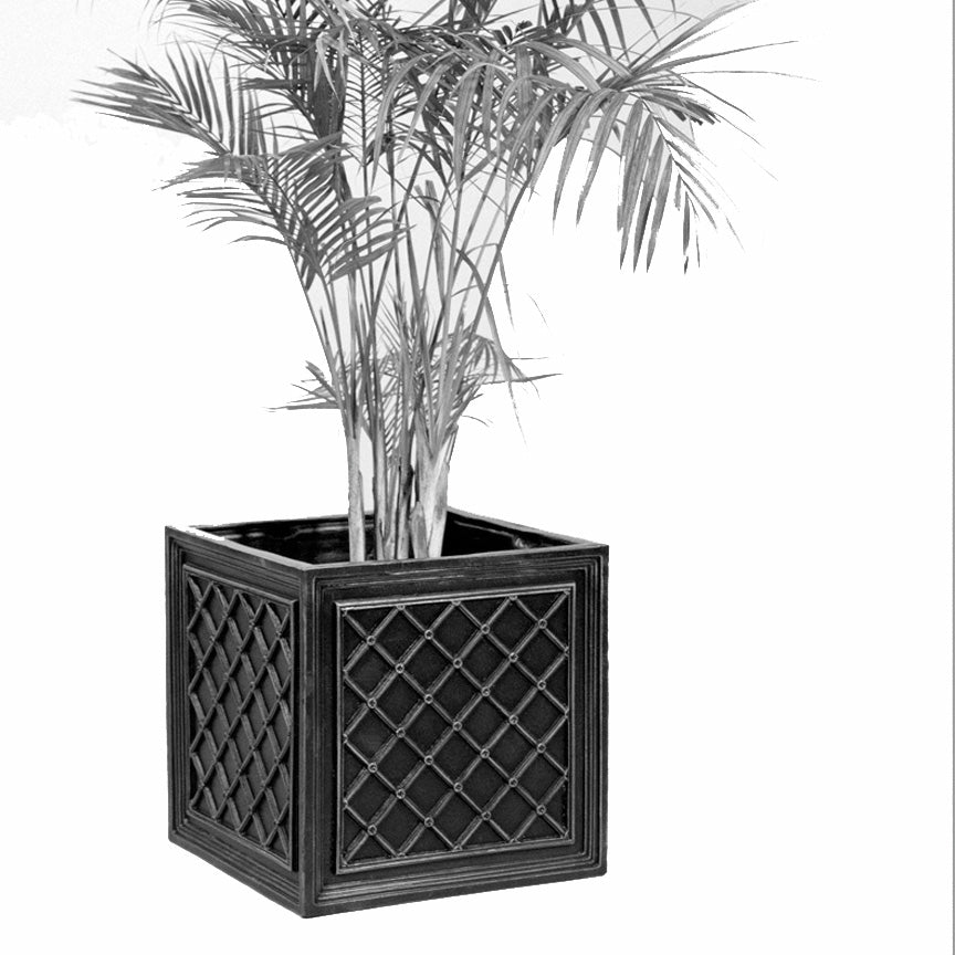 Large Square Planter-Iron Accents