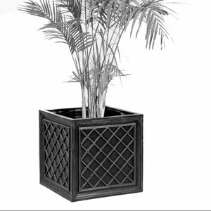 Large Square Planter-Iron Accents