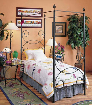 Leaf Iron Canopy Bed-Iron Accents