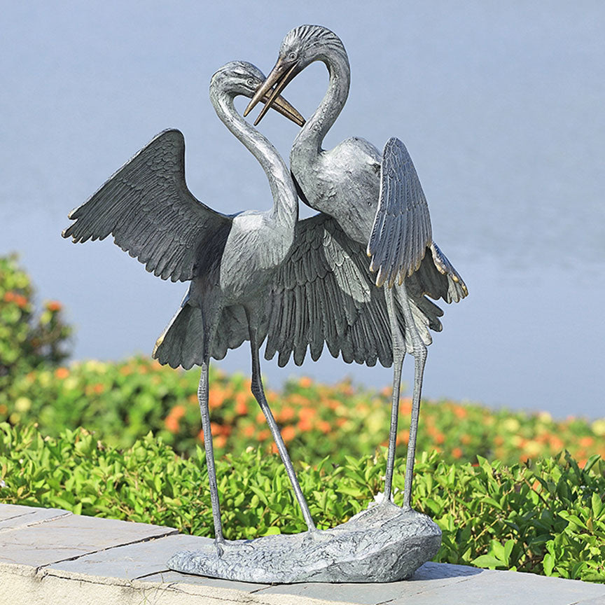 Loving Crane Garden Sculpture Iron