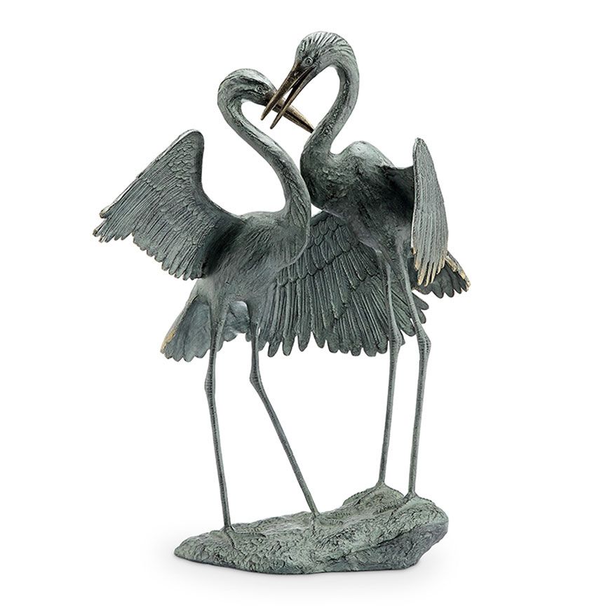 Loving Crane Garden Sculpture-Iron Accents