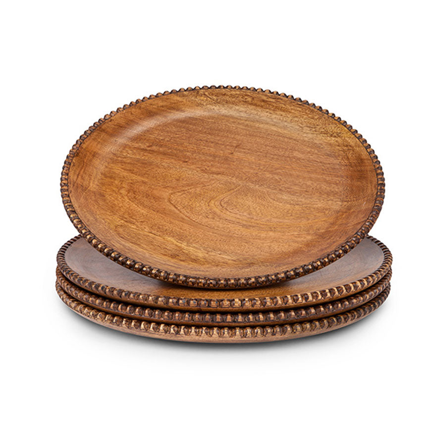 Mango Wood Charger (set-4)-Iron Accents