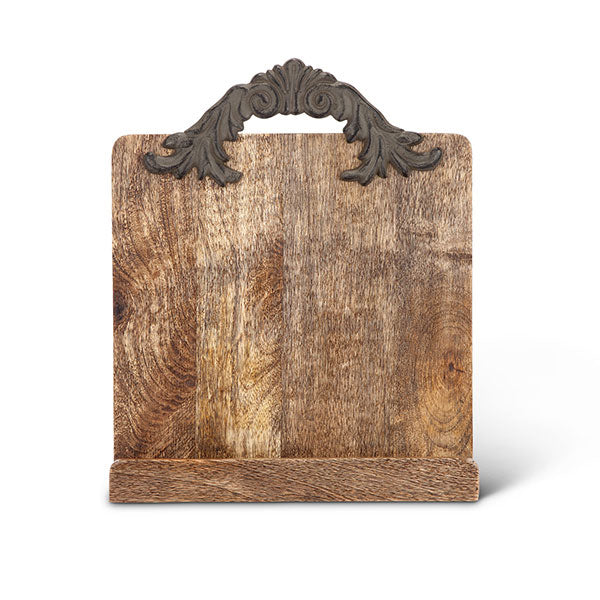 Mango Wood Cookbook Holder-Iron Accents
