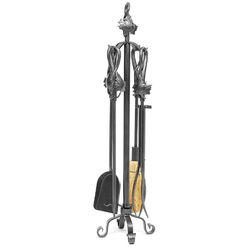 Maple Fireplace Tool Set-Iron Accents