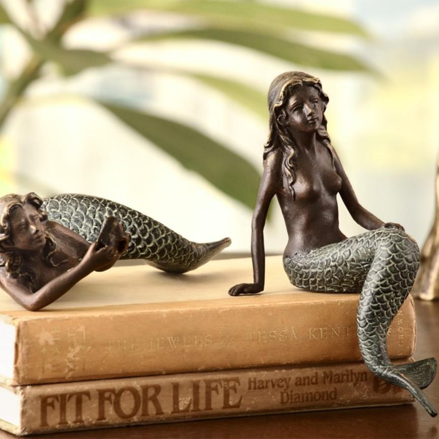 Mermaid Shelf Sitters (Set)-Garden | Iron Accents
