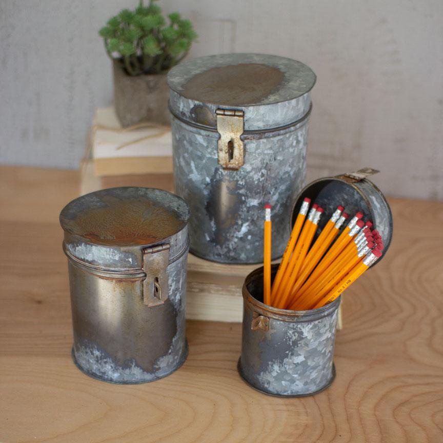 Metal Boxes w/ Lids (Set-3)-Discontinued | Iron Accents