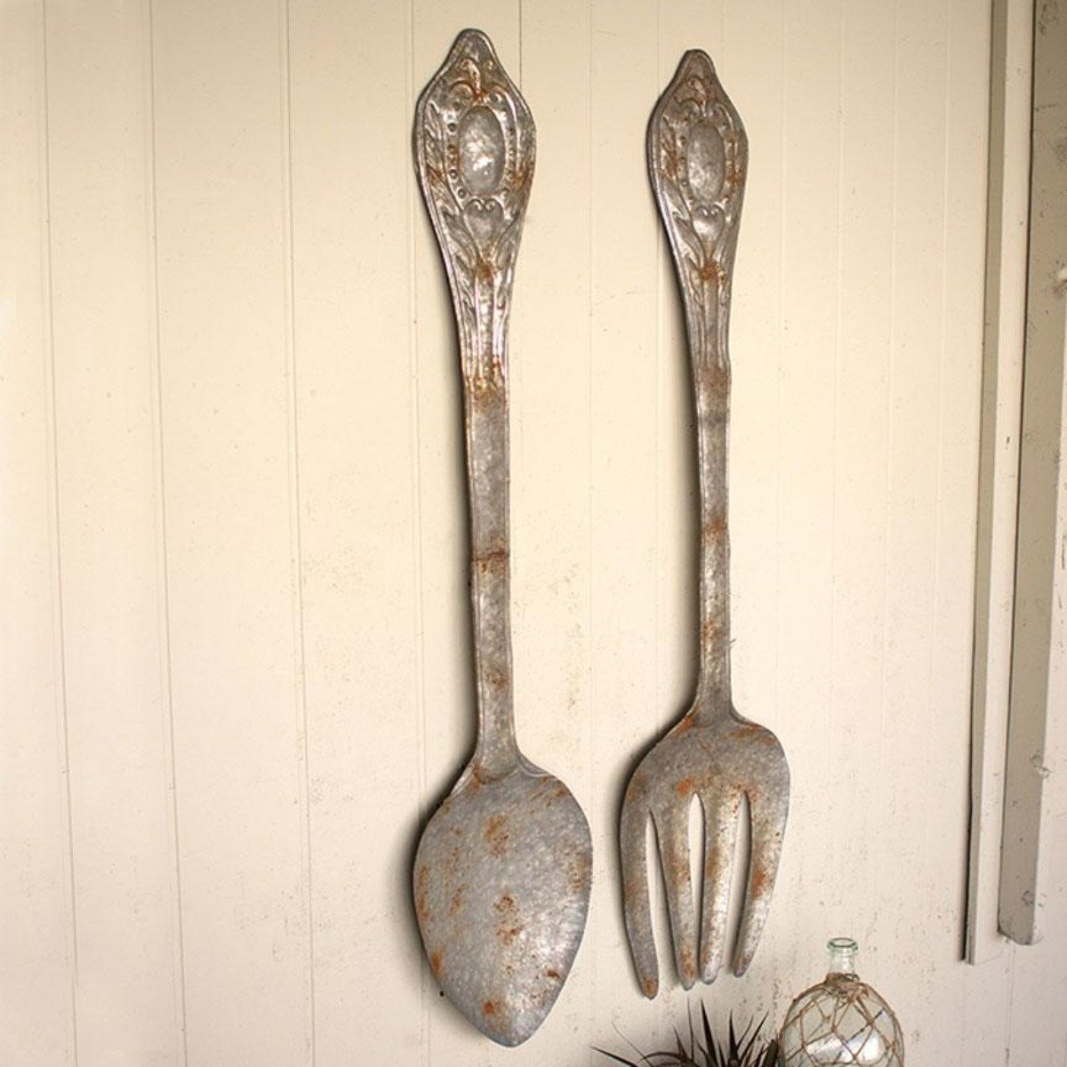Metal Fork & Spoon Wall Plaques-Wall | Iron Accents