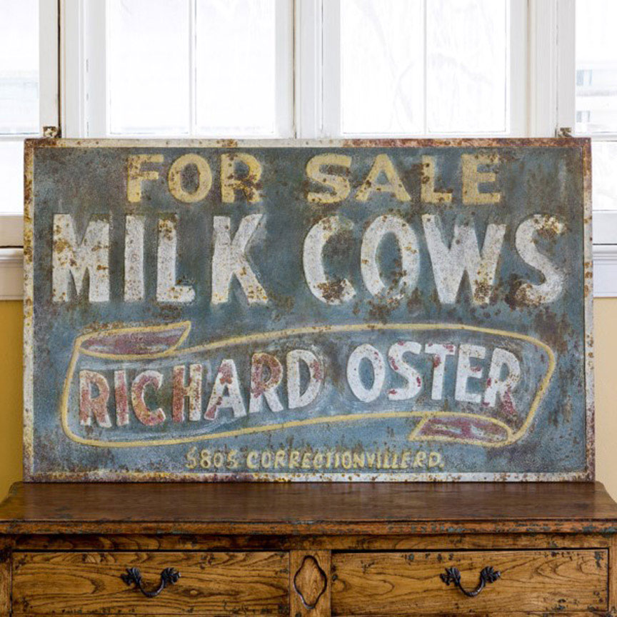 Milk Cow Metal Advertising Sign-Iron Accents