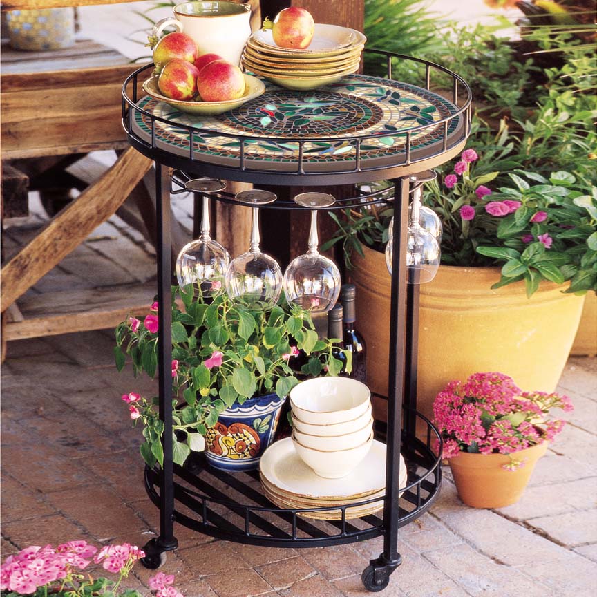 Mosaic Serving Cart-Iron Accents