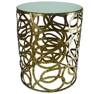 Multi-Scroll Side Table w/ Top-Iron Accents