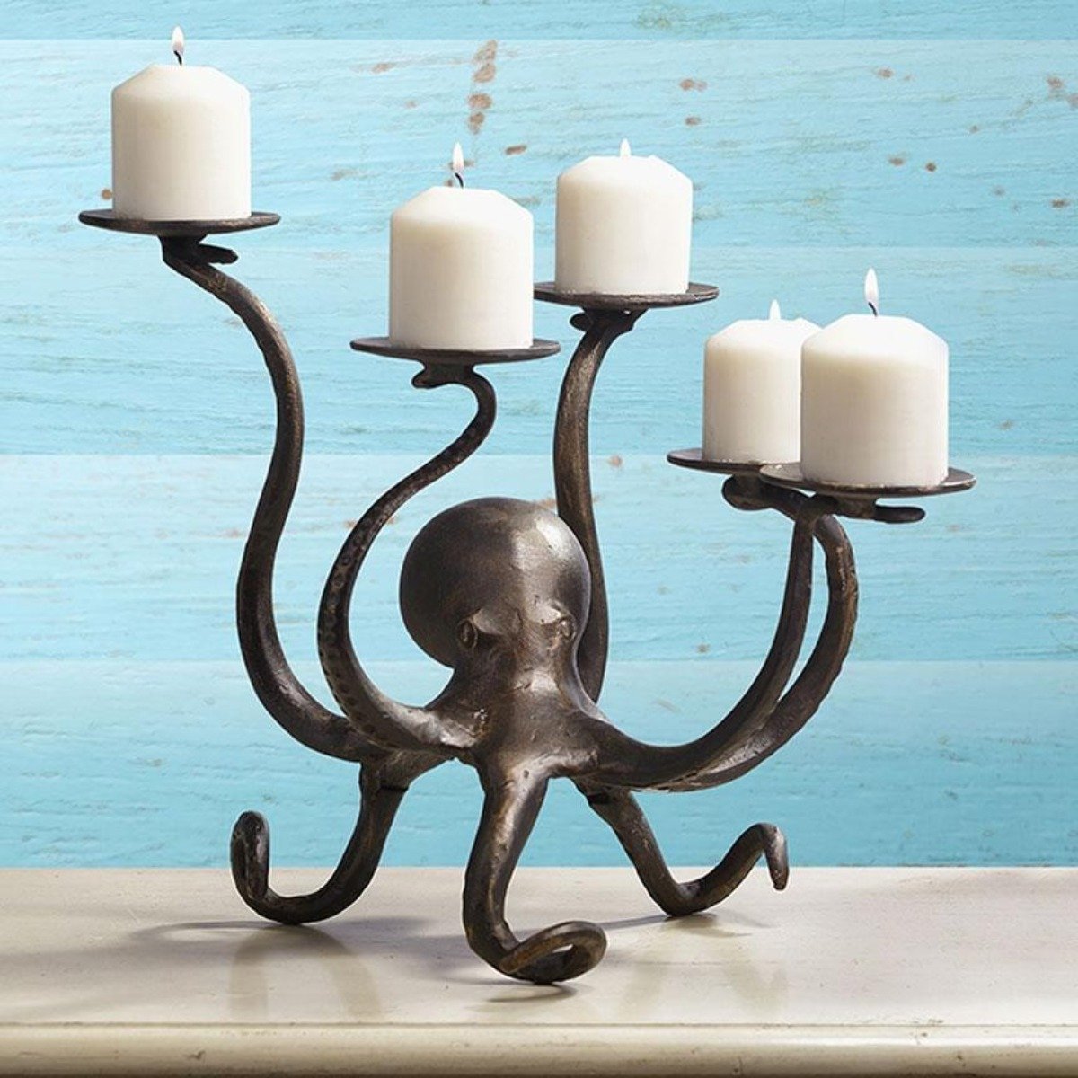 Octopus Pillar Candelabra-Decor | Iron Accents