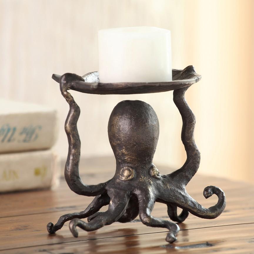 Octopus Pillar Candleholder-Lighting | Iron Accents