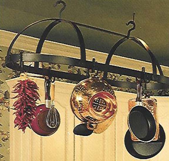 Forged Wrought Iron Pot Rack Oval Small Iron Accents