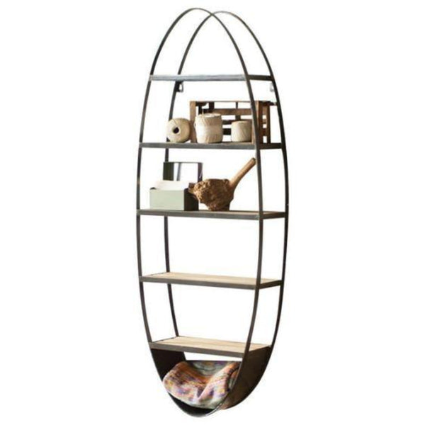 Oval Wall Shelf Iron Accents