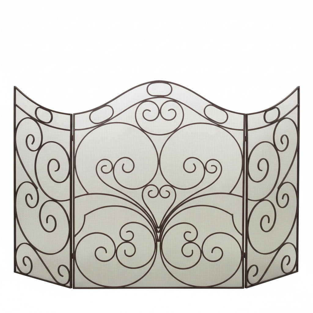 Oversized Scroll Fire Screen-Iron Accents