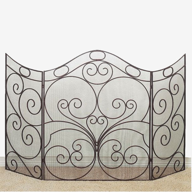 Oversized Scroll Fire Screen-Iron Accents