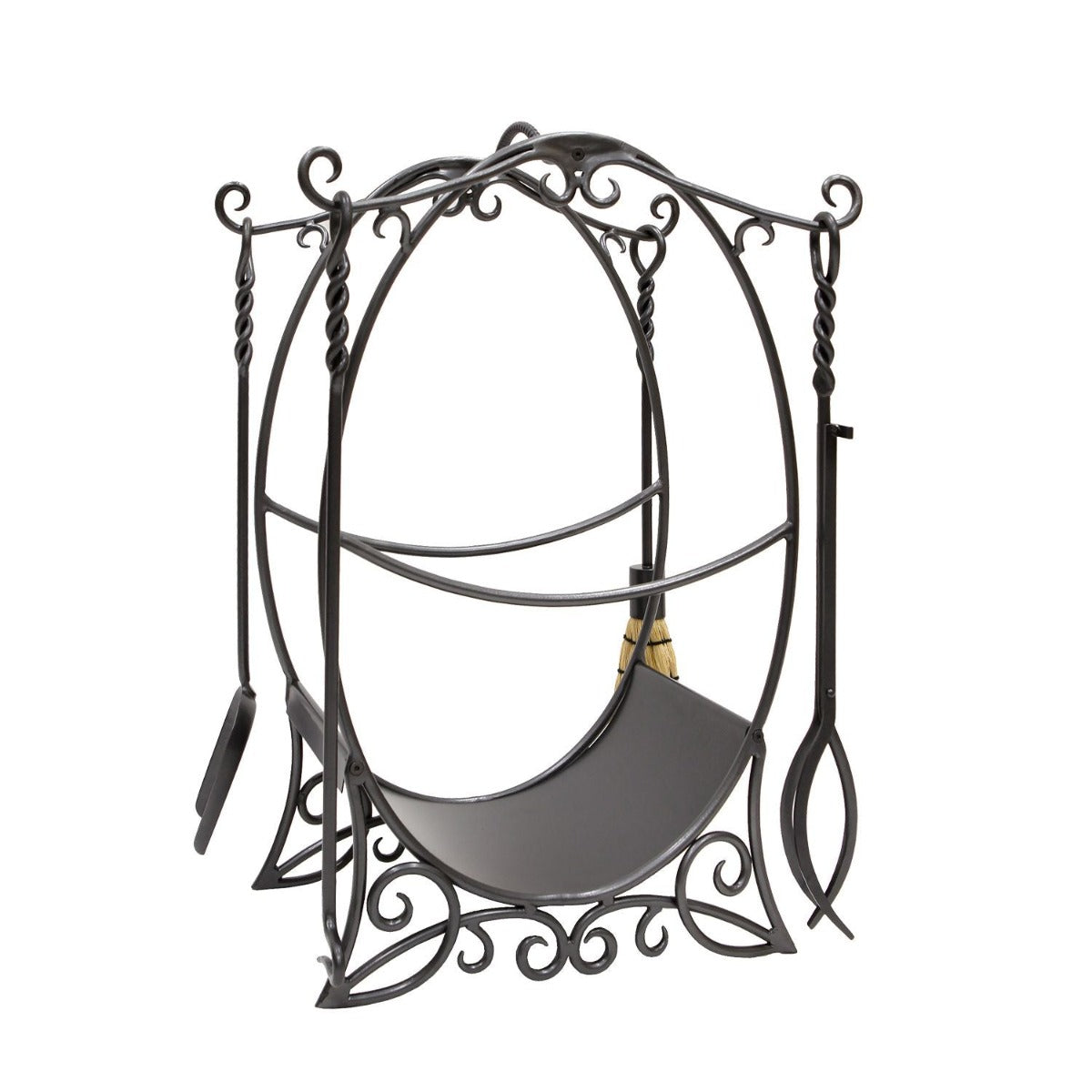 Cottage Wood Holder w/ Tools-Iron Accents