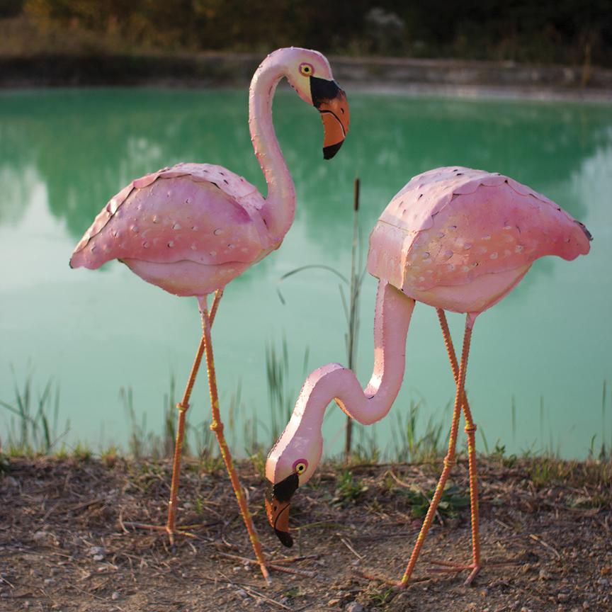 Painted Metal Pink Flamingo-Discontinued | Iron Accents