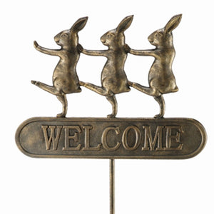 Parade Bunnies Welcome Sign-Iron Accents