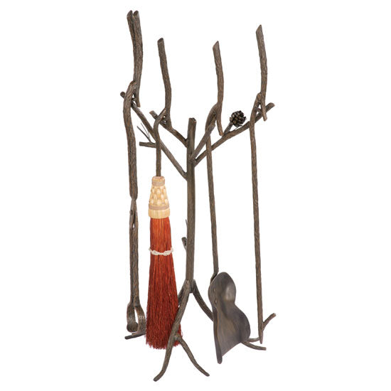 Pine Wrought Iron Fire Tools-Iron Accents