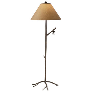 Pine Wrought Iron Floor Lamp-Iron Accents