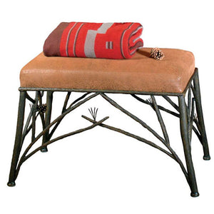 Pine Wrought Iron Settee-Iron Accents