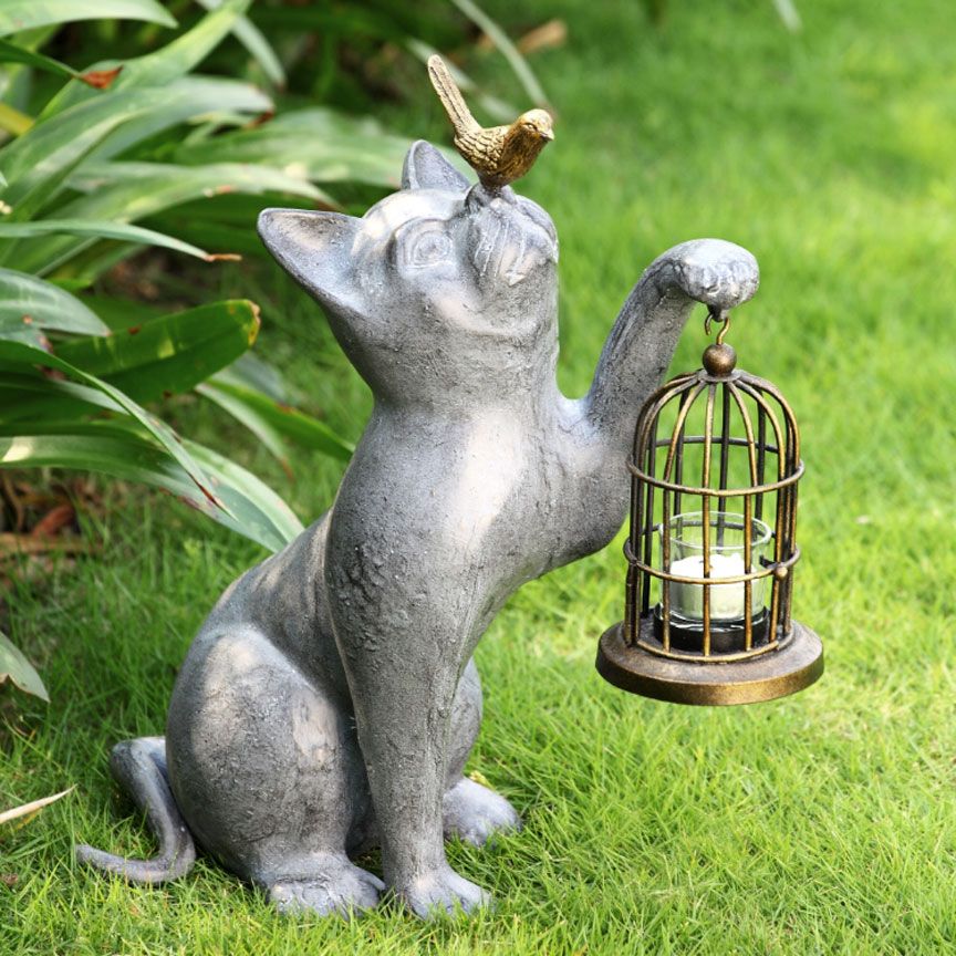 Playful Kitten Lantern-Iron Accents
