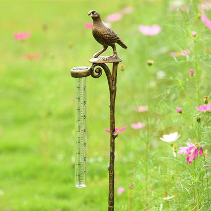 Quail Rain Gauge Holder-Iron Accents