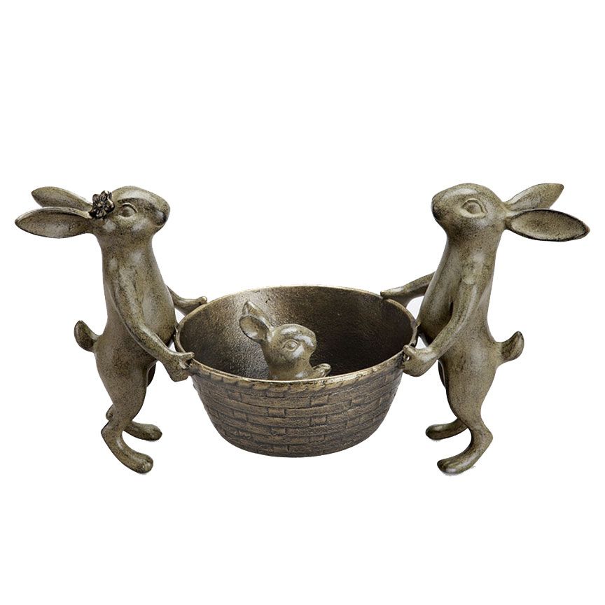 Rabbit Family Plant Holder-Iron Accents