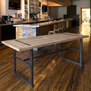 Reclaimed Oak Gathering Table-Furniture | Iron Accents